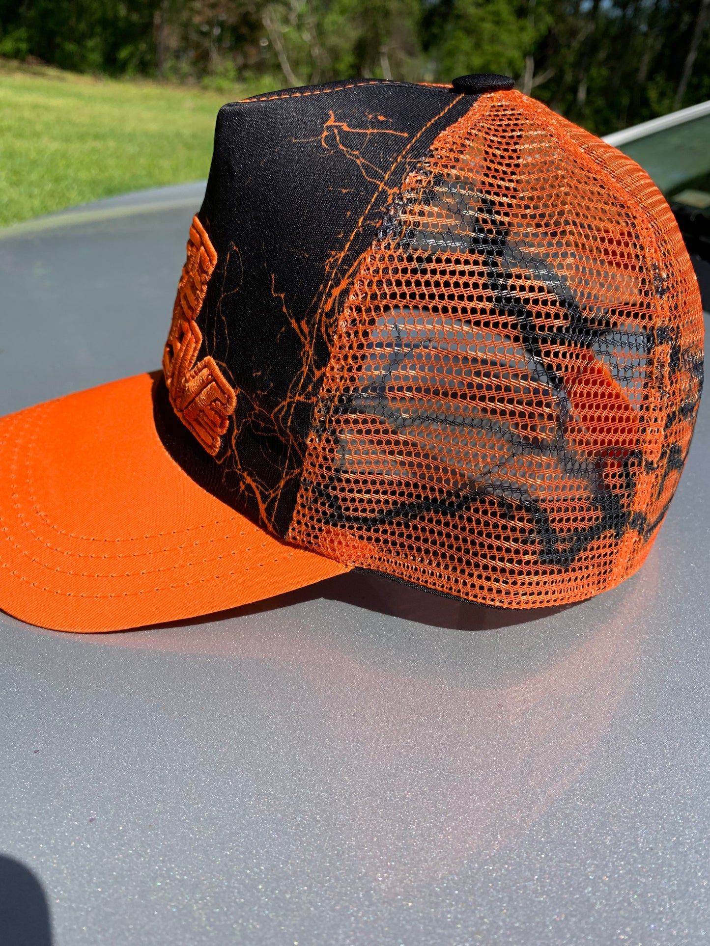 Hustle Exclusive Graphic "Dark Orange & Black" Trucker Hat