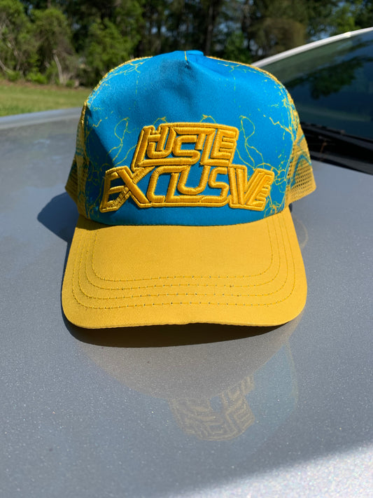 Hustle Exclusive Graphic "Teal & Yellow" Trucker Hat