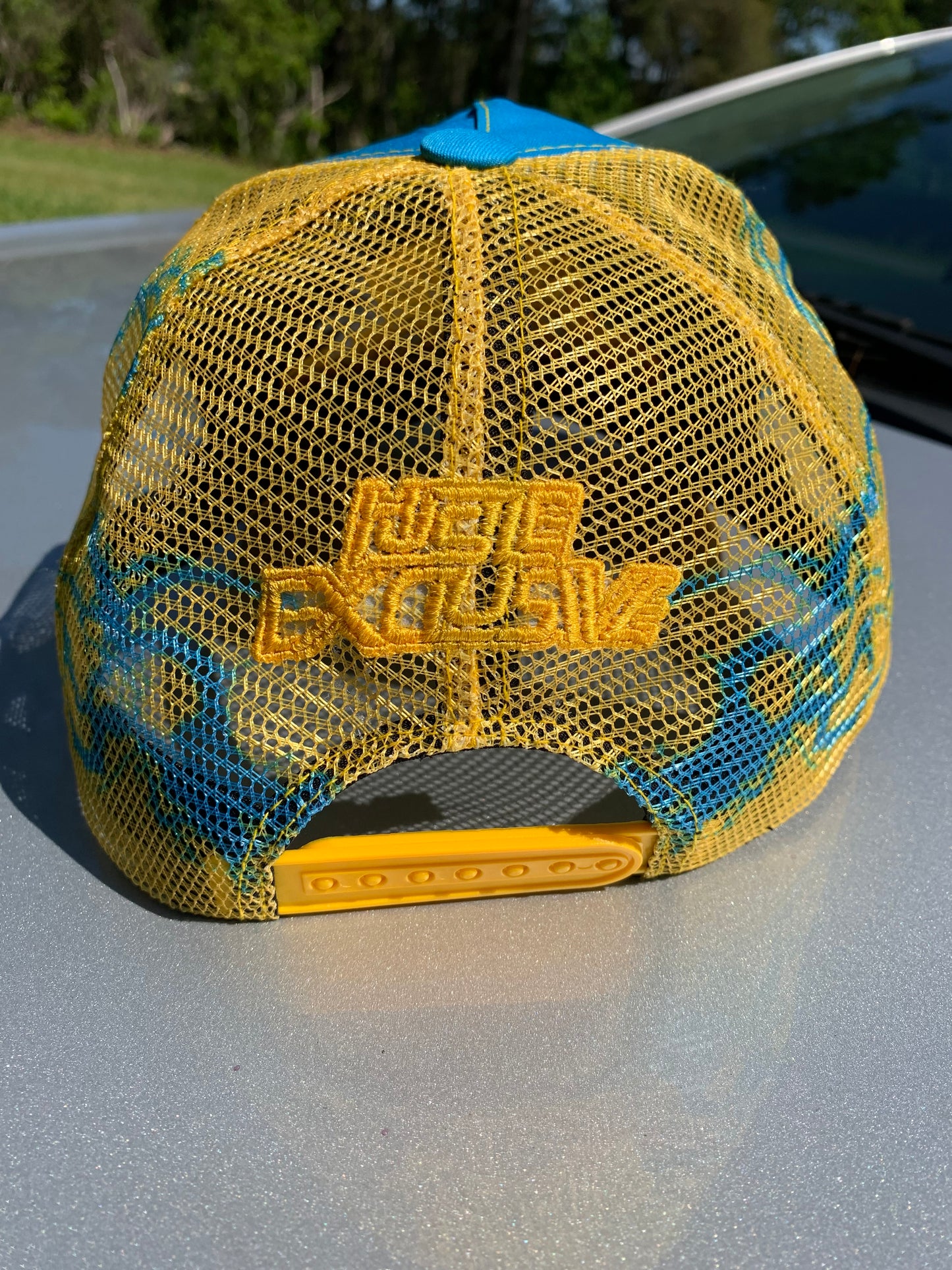 Hustle Exclusive Graphic "Teal & Yellow" Trucker Hat