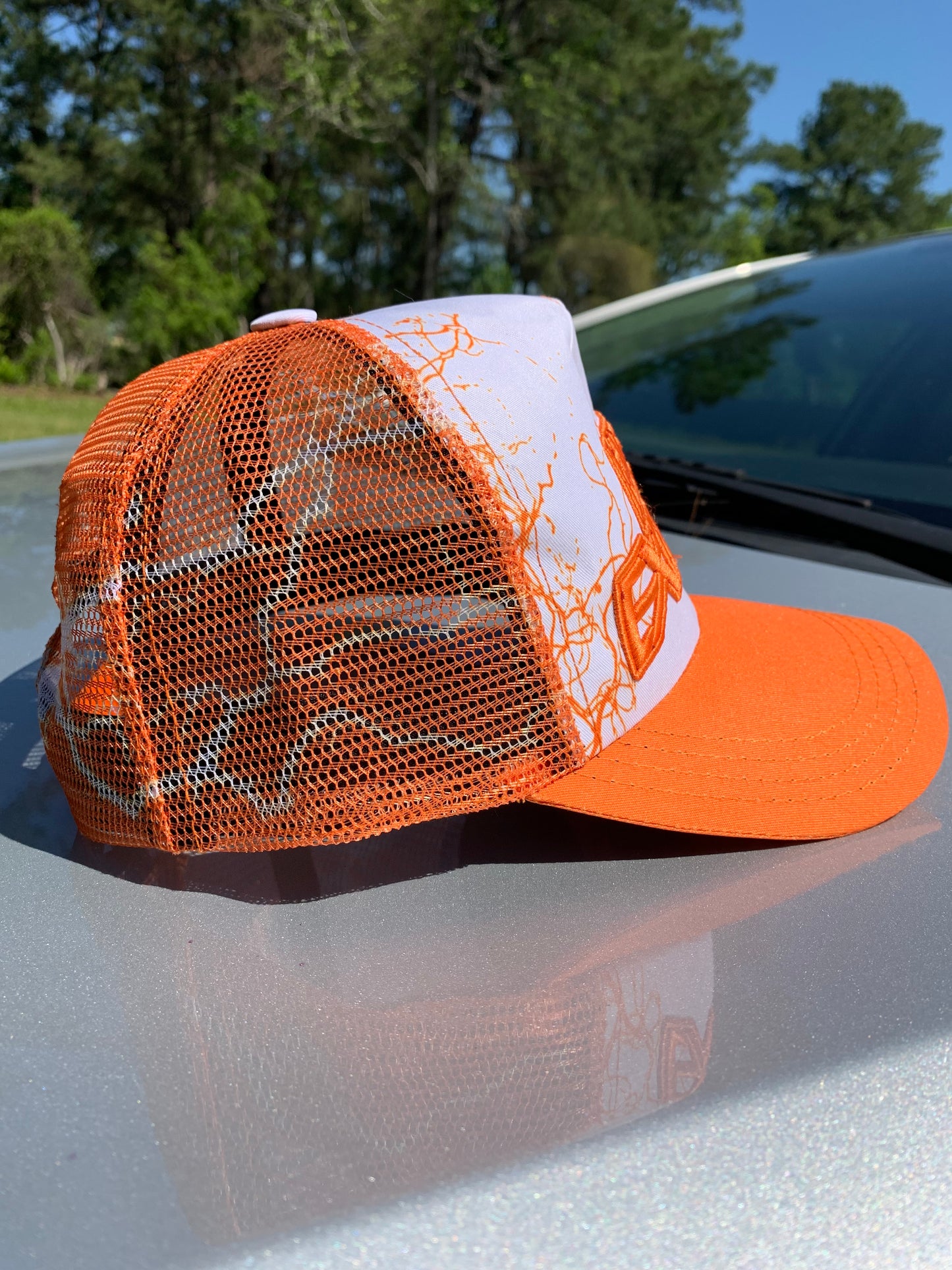 Hustle Exclusive Graphic "Bright Orange & White" Trucker Hat