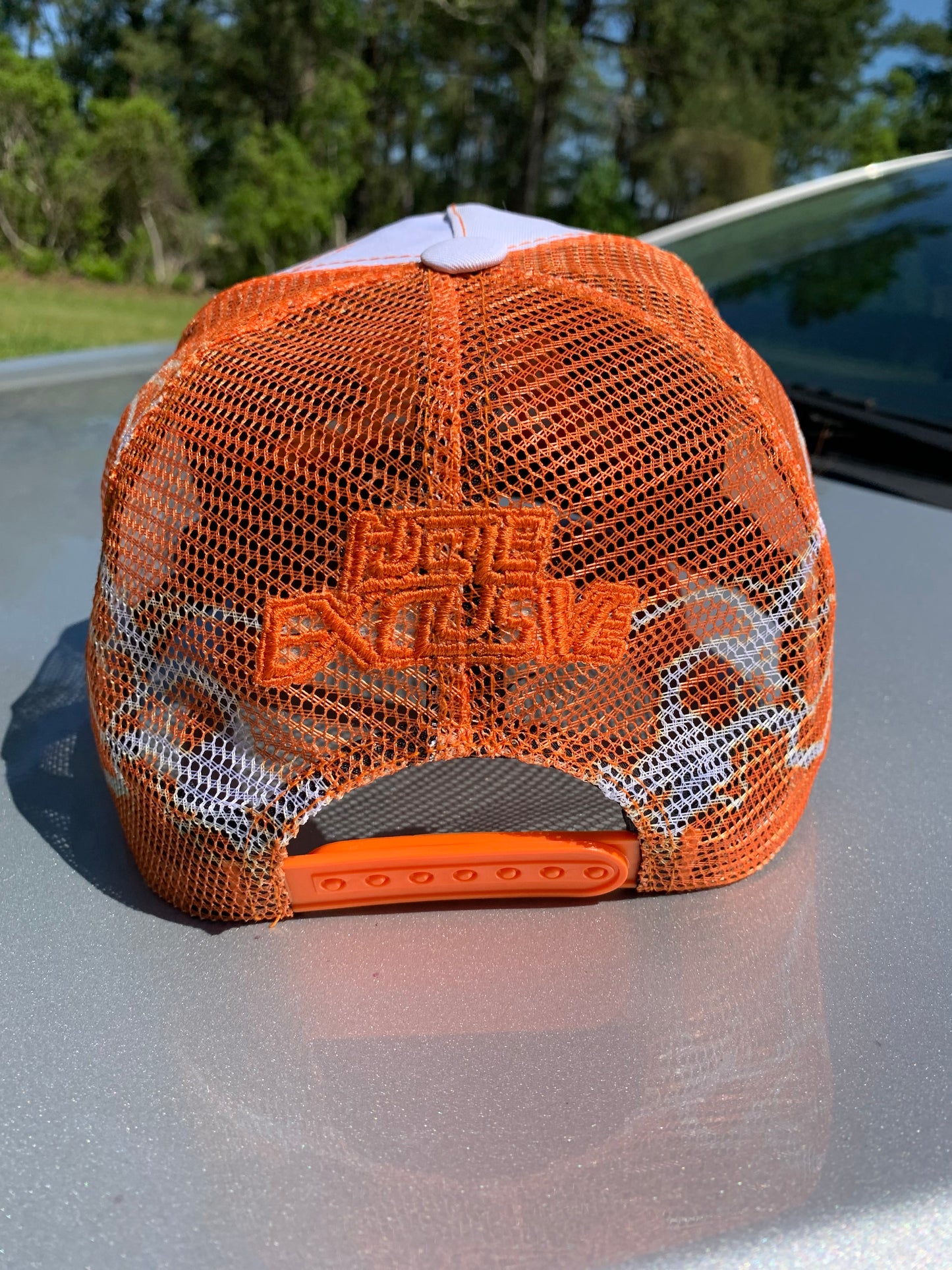 Hustle Exclusive Graphic "Bright Orange & White" Trucker Hat