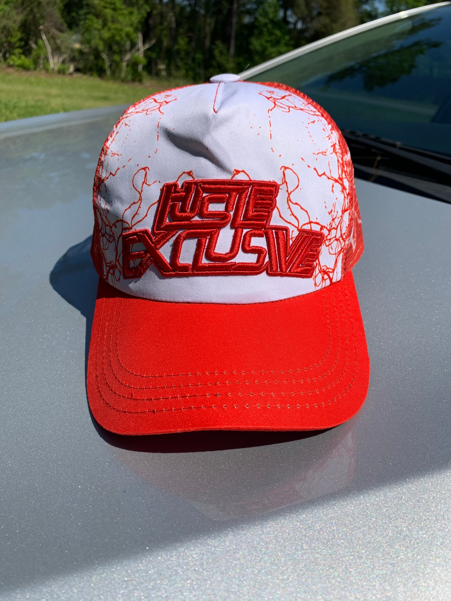 Hustle Exclusive Graphic "Bright Red & White" Trucker Hat