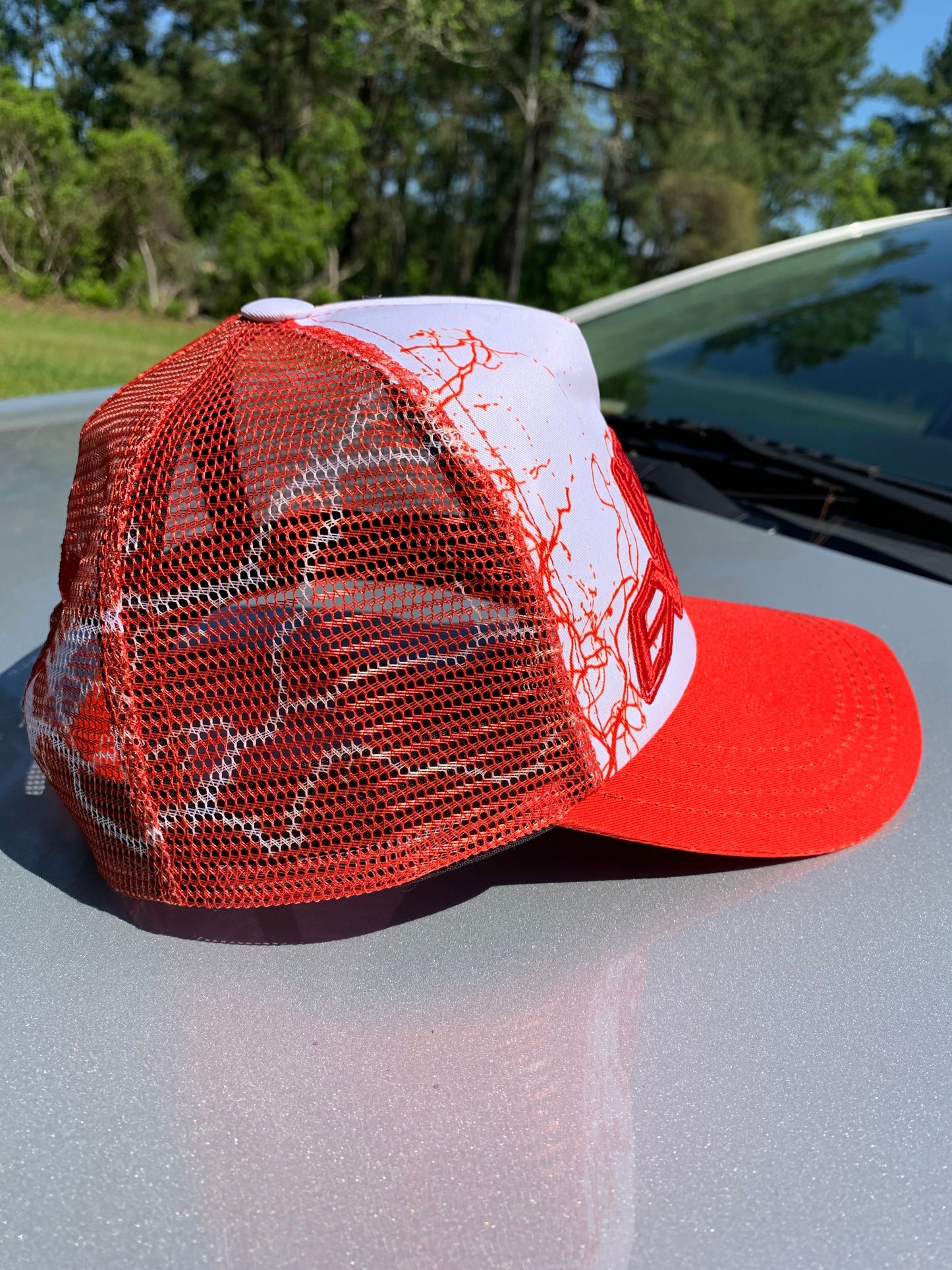 Hustle Exclusive Graphic "Bright Red & White" Trucker Hat