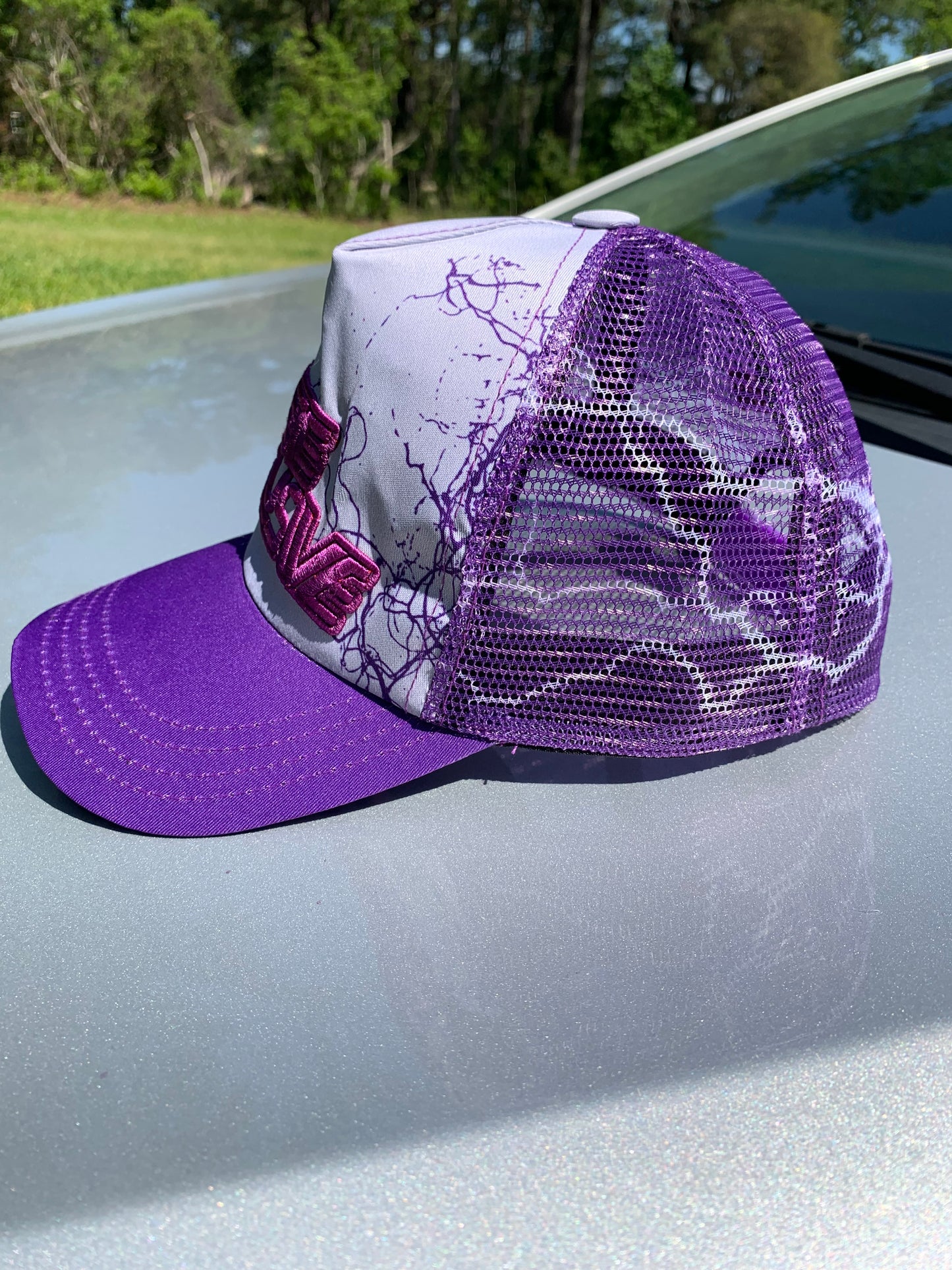 Hustle Exclusive Graphic "Purple & Gray" Trucker Hat